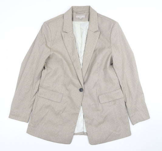 H&M Women’s Beige Single-Breasted Blazer Jacket M Regular Fit