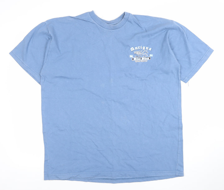 Jerzees Men's Blue Antigua Dive Shop Graphic Cotton T-Shirt XL