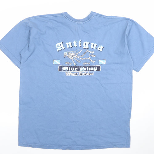 Jerzees Men's Blue Antigua Dive Shop Graphic Cotton T-Shirt XL