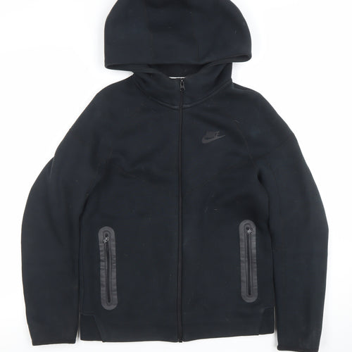 Nike Boys Black Full Zip Hoodie Size L 147-158cm Softshell Logo Pockets