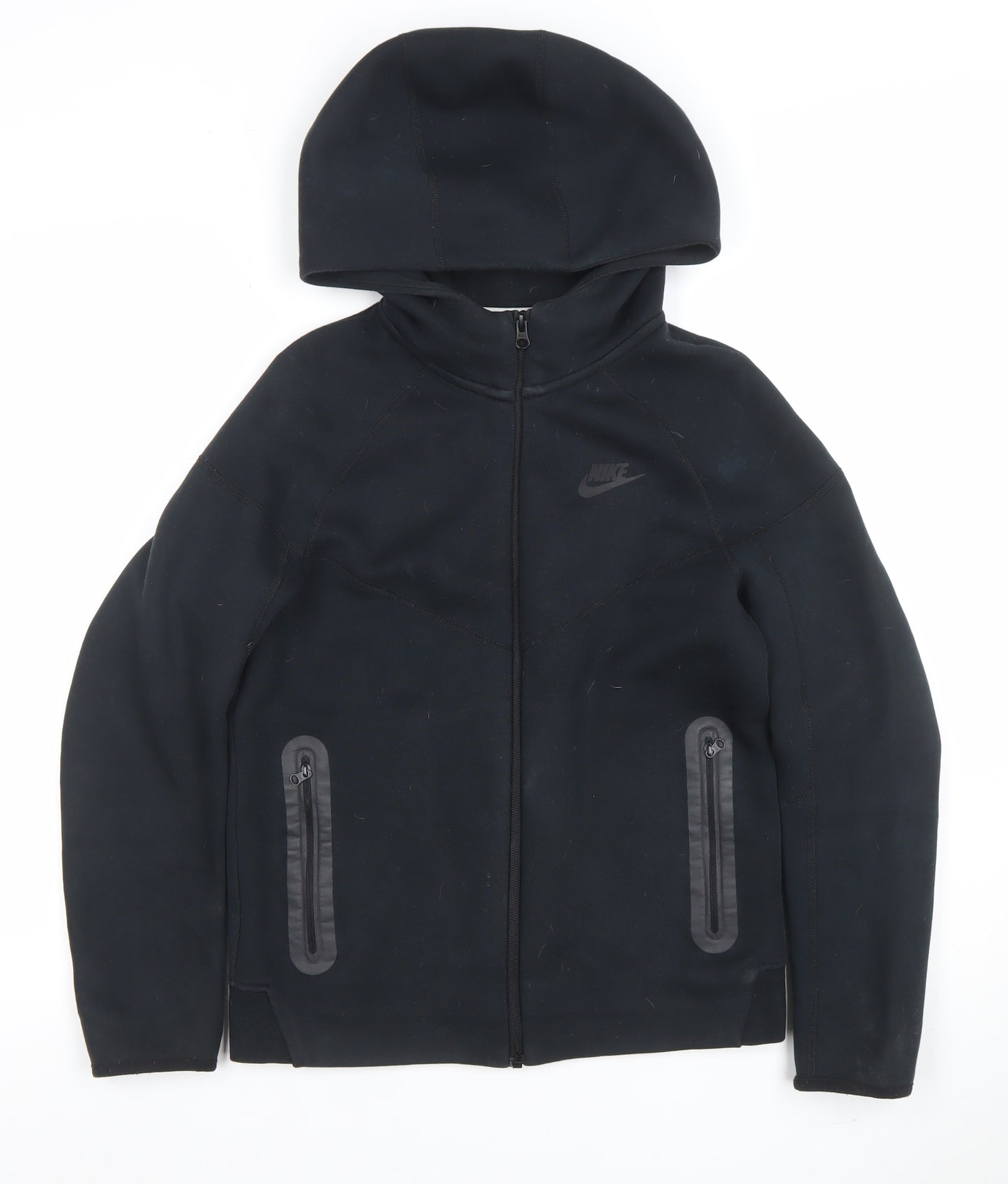 Nike Boys Black Full Zip Hoodie Size L 147-158cm Softshell Logo Pockets
