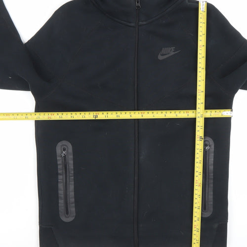 Nike Boys Black Full Zip Hoodie Size L 147-158cm Softshell Logo Pockets