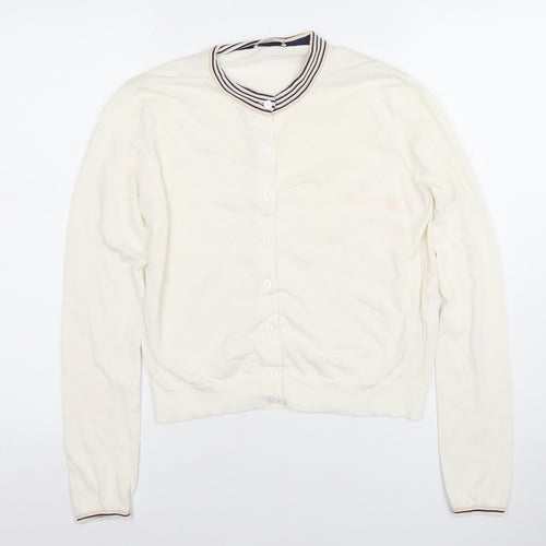 Paul Smith Women Ivory Cotton Collared Button Cardigan L