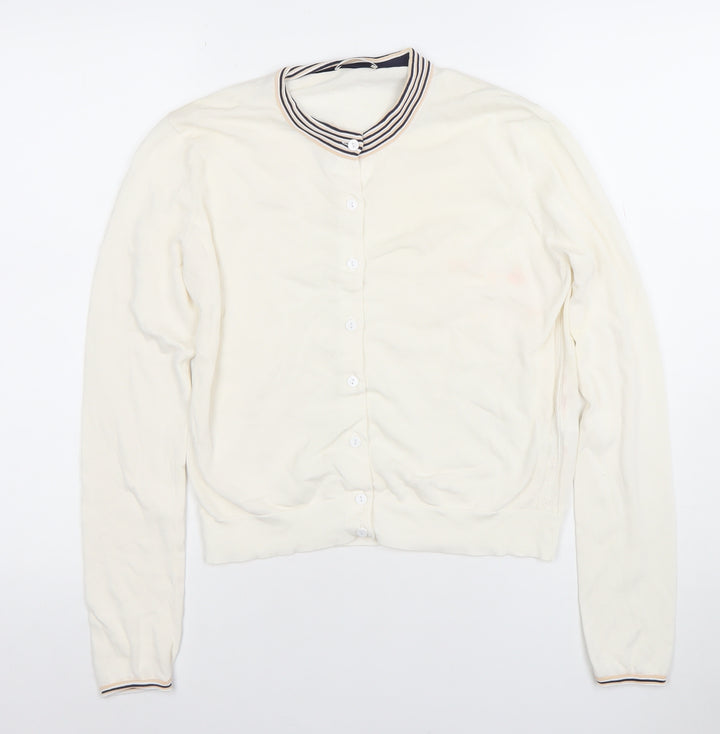 Paul Smith Women Ivory Cotton Collared Button Cardigan L