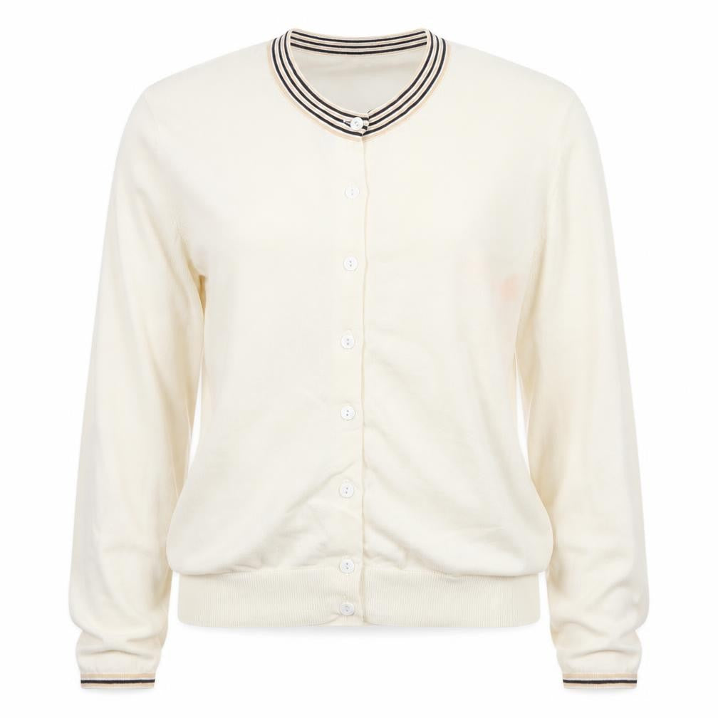 Front view of Paul Smith Women Ivory Cotton Collared Button Cardigan L