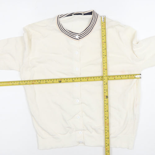 Paul Smith Women Ivory Cotton Collared Button Cardigan L