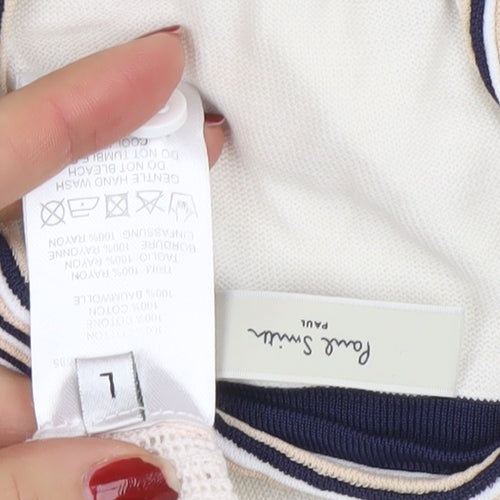 Paul Smith Women Ivory Cotton Collared Button Cardigan L