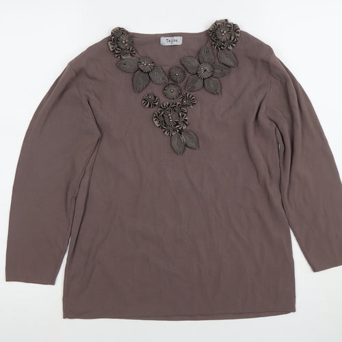 Talisa Women’s Brown Long Sleeve Tunic Blouse Size 2 Viscose Knit Top