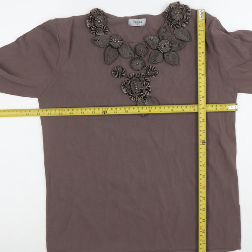 Talisa Women’s Brown Long Sleeve Tunic Blouse Size 2 Viscose Knit Top