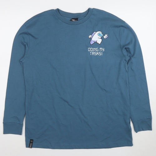 Marks and Spencer Boys Blue Among Us Long Sleeve Graphic T-Shirt 8-9 Years
