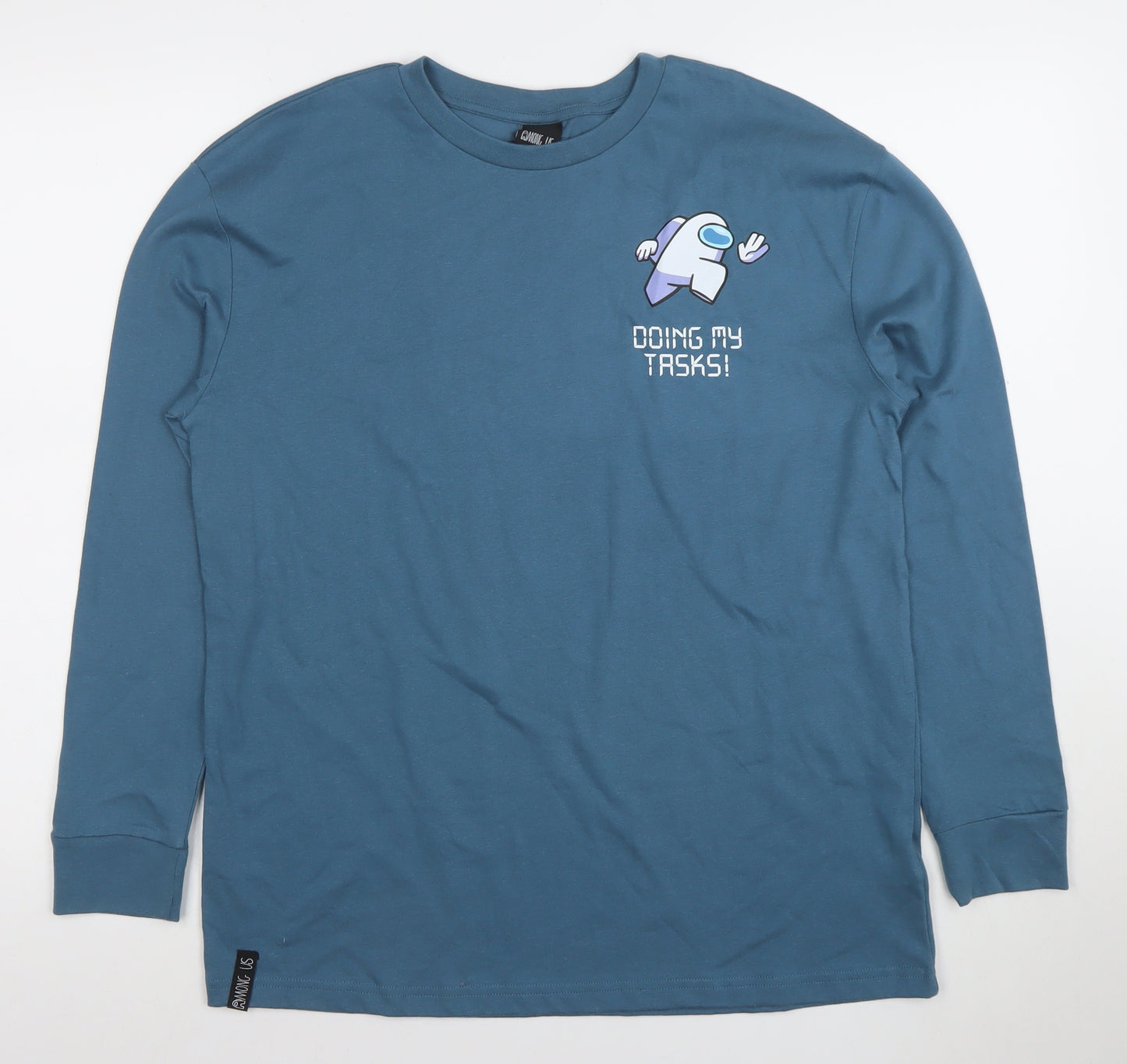 Marks and Spencer Boys Blue Among Us Long Sleeve Graphic T-Shirt 8-9 Years