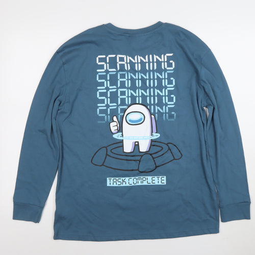 Marks and Spencer Boys Blue Among Us Long Sleeve Graphic T-Shirt 8-9 Years