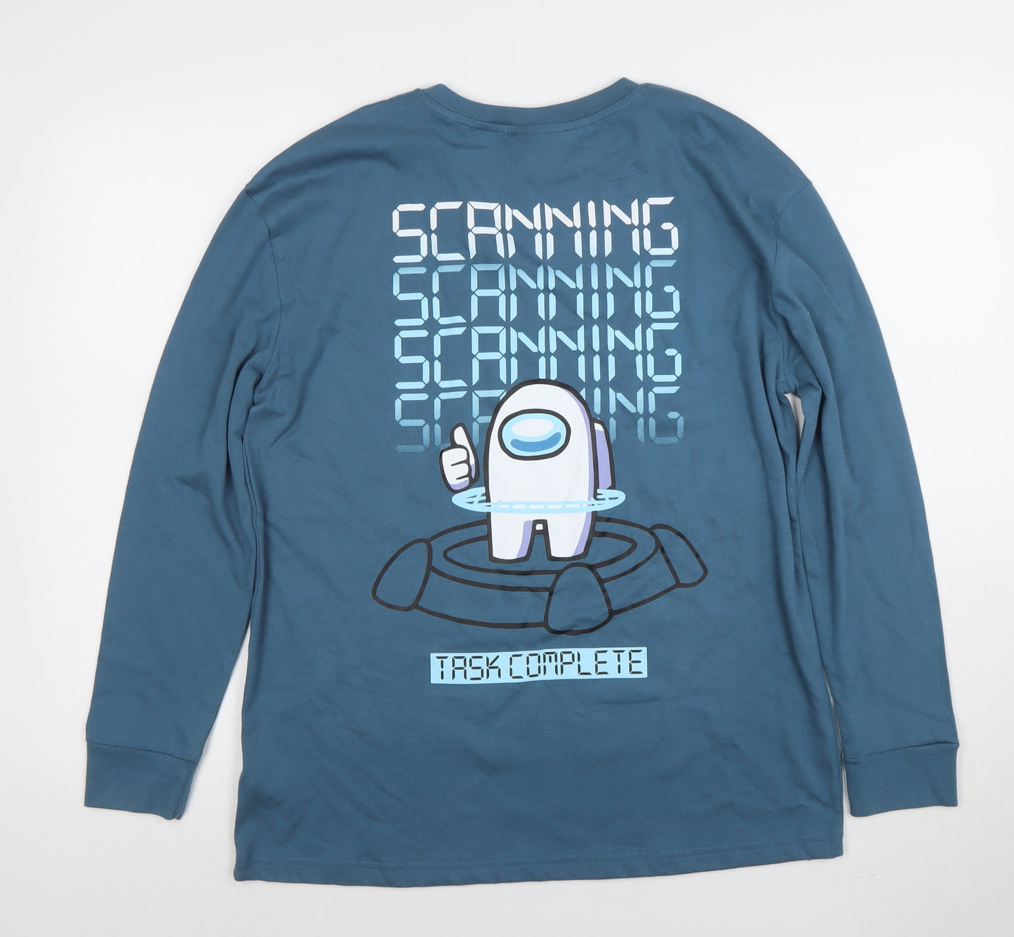 Marks and Spencer Boys Blue Among Us Long Sleeve Graphic T-Shirt 8-9 Years