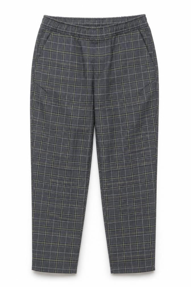 ZARA Womens Grey Check Chino Trousers Size M Elastic Waist