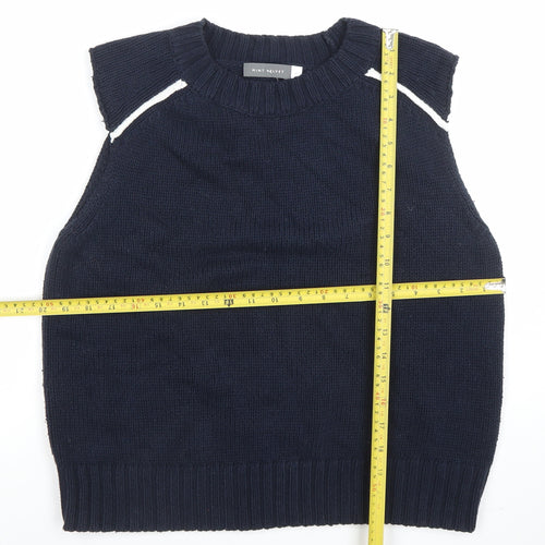Mint Velvet Women Navy Blue Knit Sleeveless Vest Jumper M Cotton