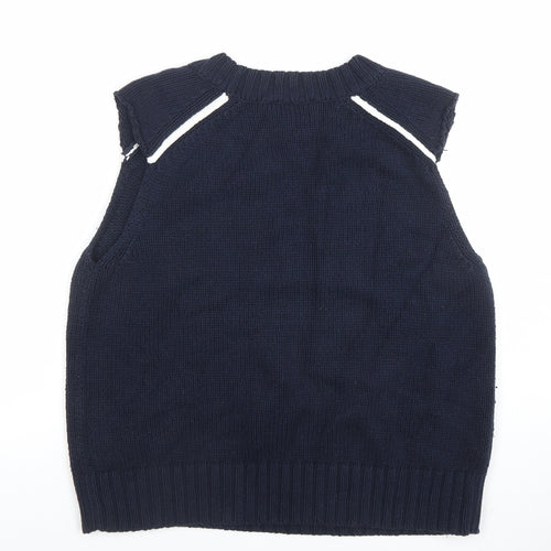Mint Velvet Women Navy Blue Knit Sleeveless Vest Jumper M Cotton