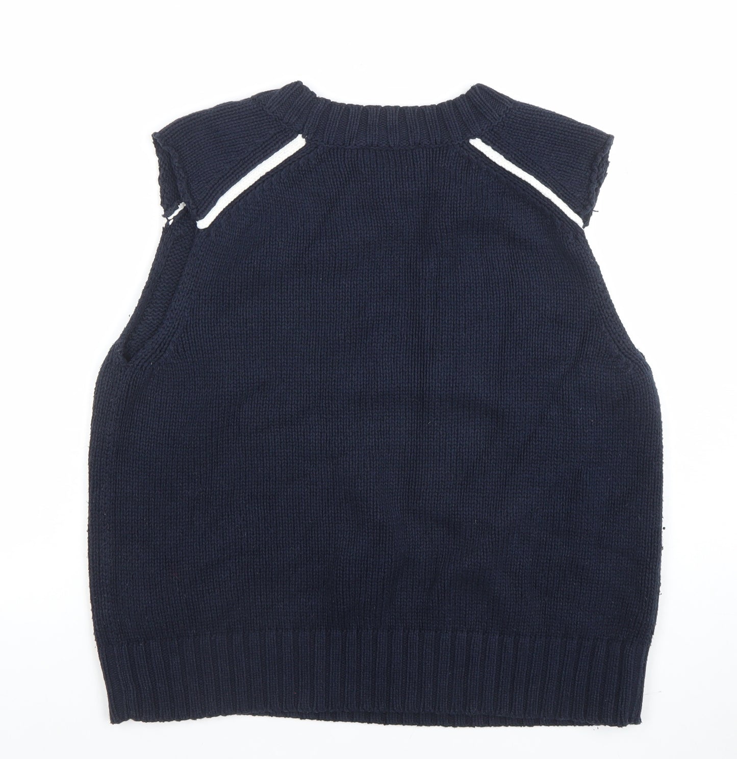 Mint Velvet Women Navy Blue Knit Sleeveless Vest Jumper M Cotton