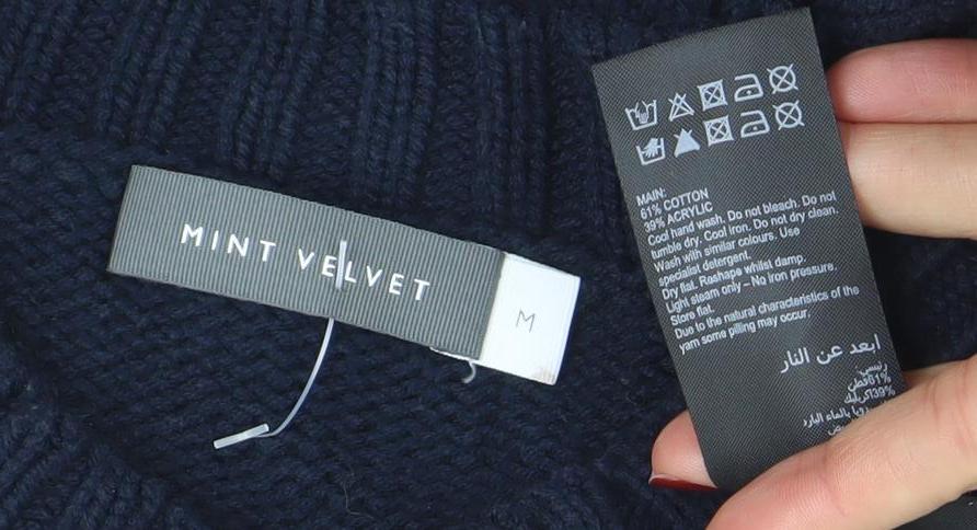 Mint Velvet Women Navy Blue Knit Sleeveless Vest Jumper M Cotton