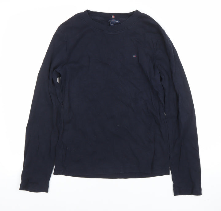 Tommy Hilfiger Women’s Blue Cotton Long Sleeve Crew Neck T-Shirt Size L