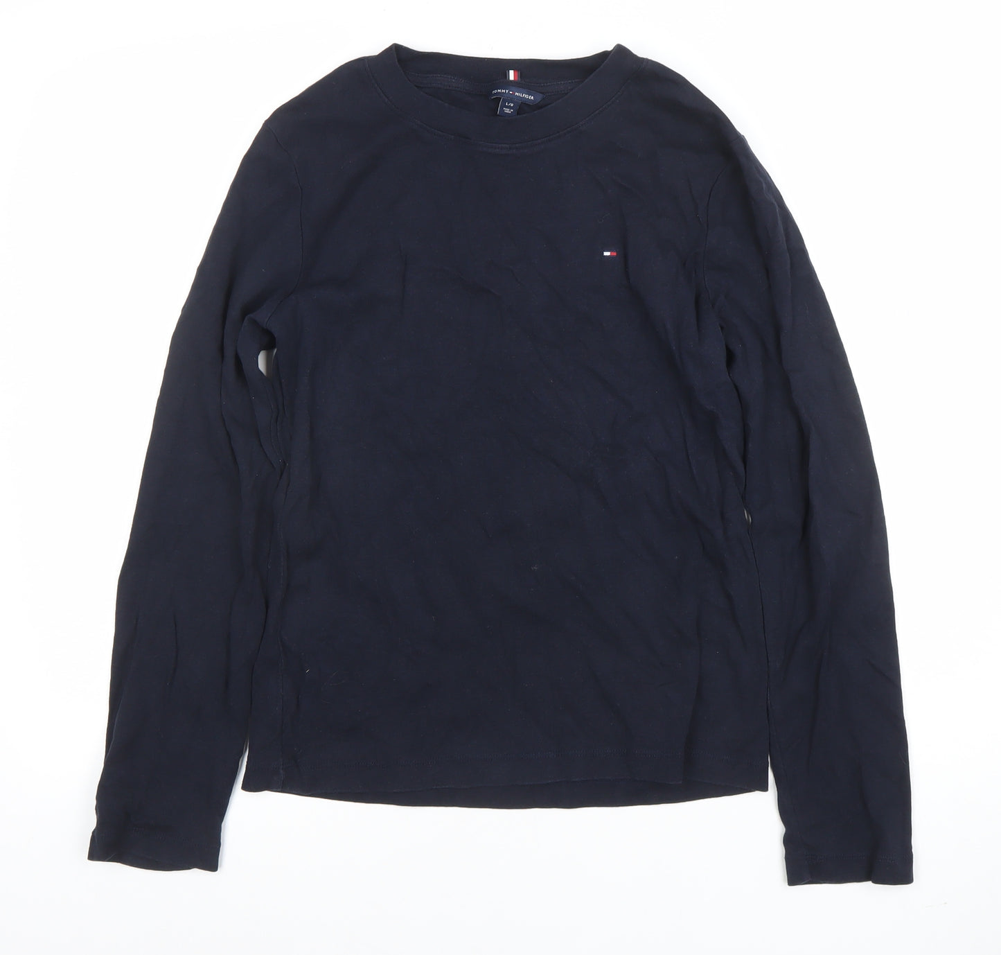 Tommy Hilfiger Women’s Blue Cotton Long Sleeve Crew Neck T-Shirt Size L