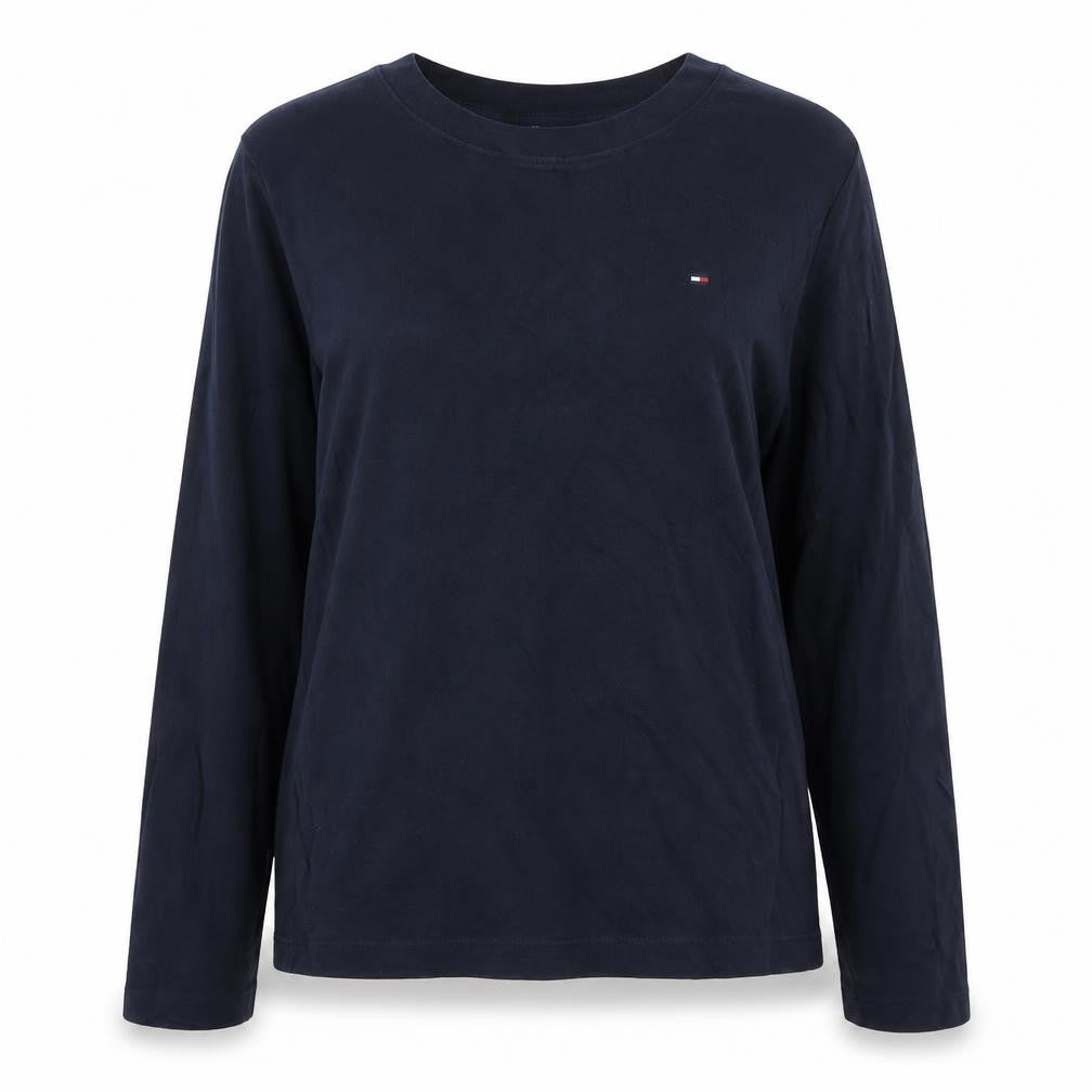 Tommy Hilfiger Women’s Blue Cotton Long Sleeve Crew Neck T-Shirt Size L