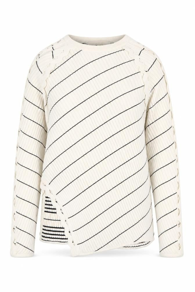 Front view of Jonathan Simkhai women’s white striped ribbed jumper xs