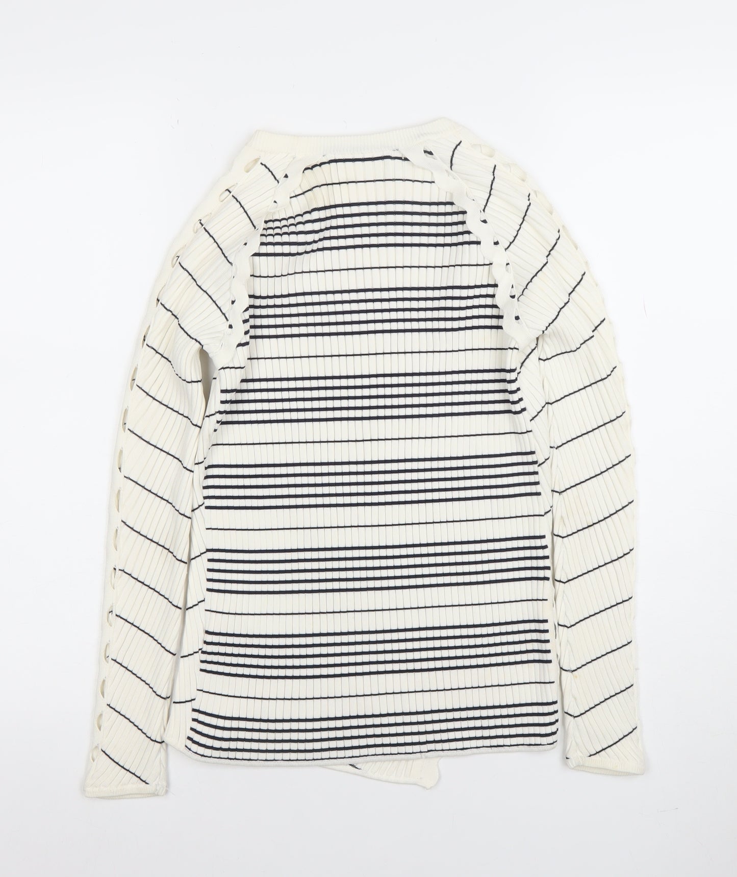 Jonathan Simkhai Womens White Striped Ribbed Pullover Jumper XS