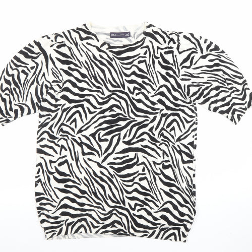 Marks and Spencer Womens Black Zebra Animal Print Knit T-Shirt Size 12