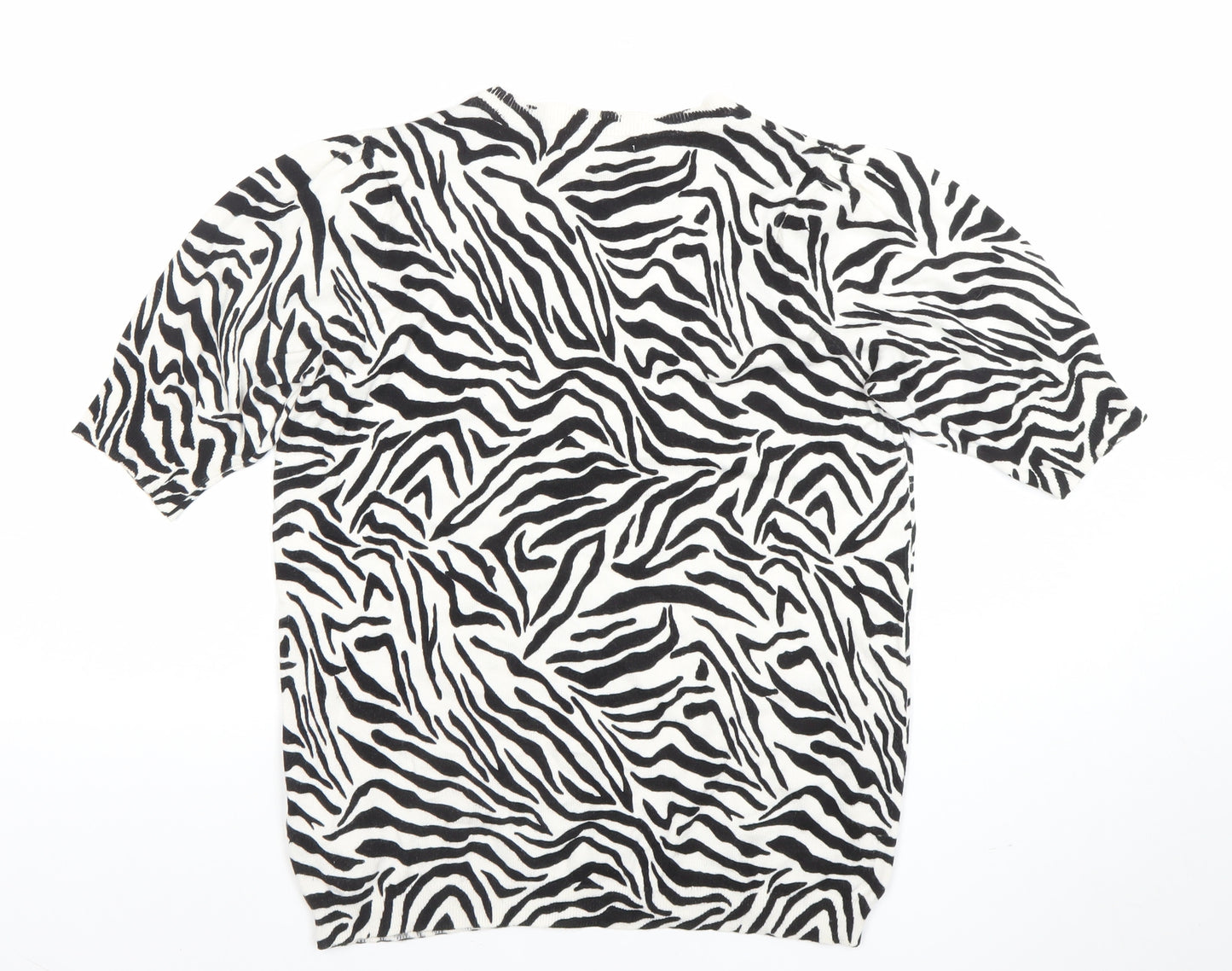 Marks and Spencer Womens Black Zebra Animal Print Knit T-Shirt Size 12