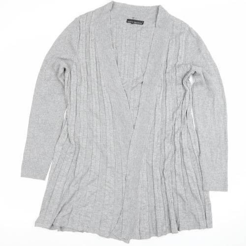 David Emanuel Women Grey Long Sleeve V-Neck Cardigan Size S