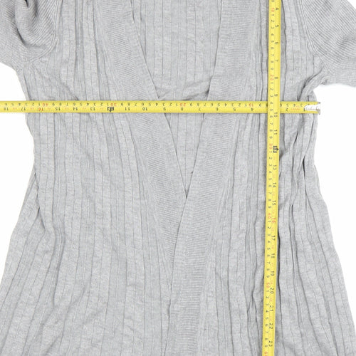 David Emanuel Women Grey Long Sleeve V-Neck Cardigan Size S