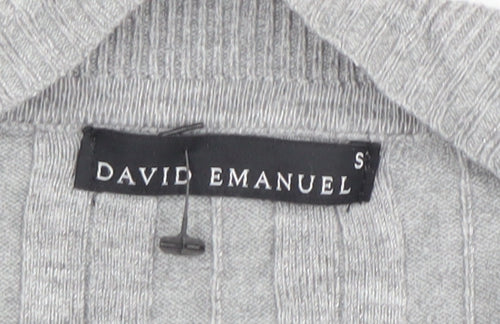 David Emanuel Women Grey Long Sleeve V-Neck Cardigan Size S