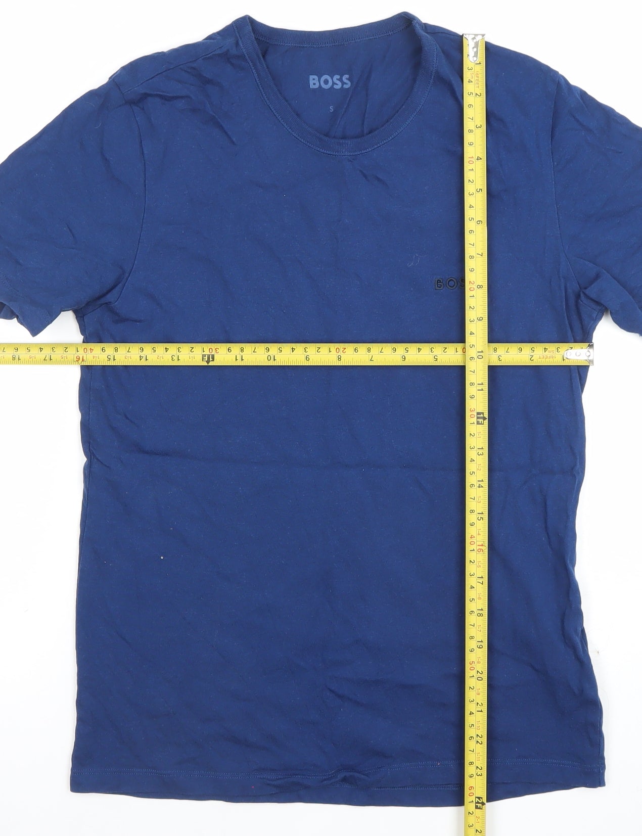 BOSS Men's Blue Crew Neck Cotton Short Sleeve T-Shirt Size S