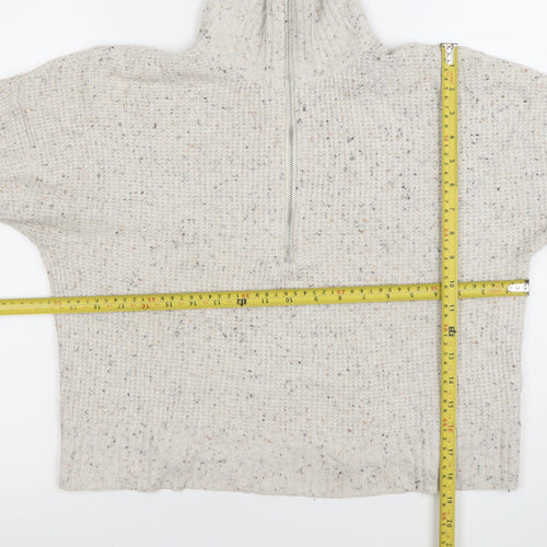 William Rast Women’s Beige 1/2 Zip High Neck Chunky Knit Jumper Size S