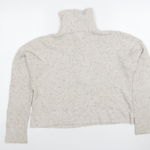 William Rast Women’s Beige 1/2 Zip High Neck Chunky Knit Jumper Size S