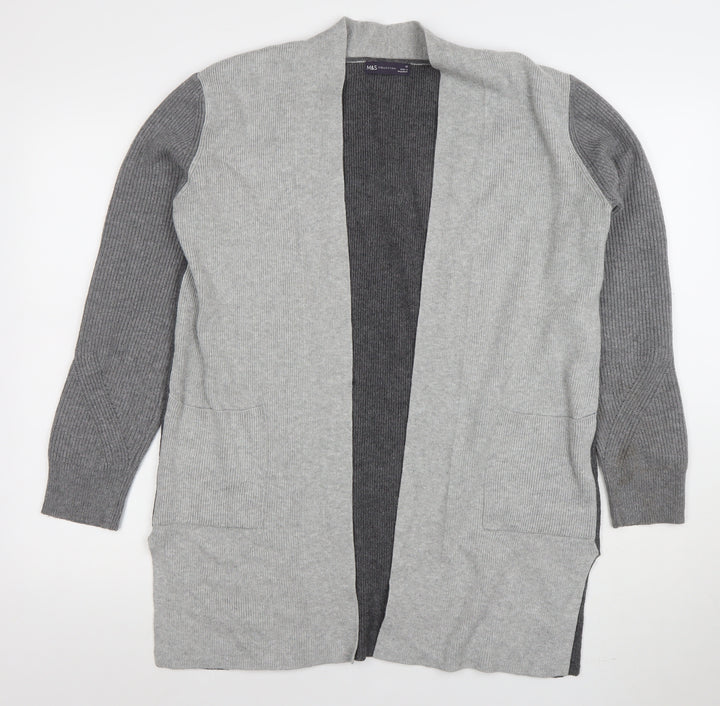 Marks and Spencer Women’s Grey Knit Long Sleeve Open Cardigan Size 12