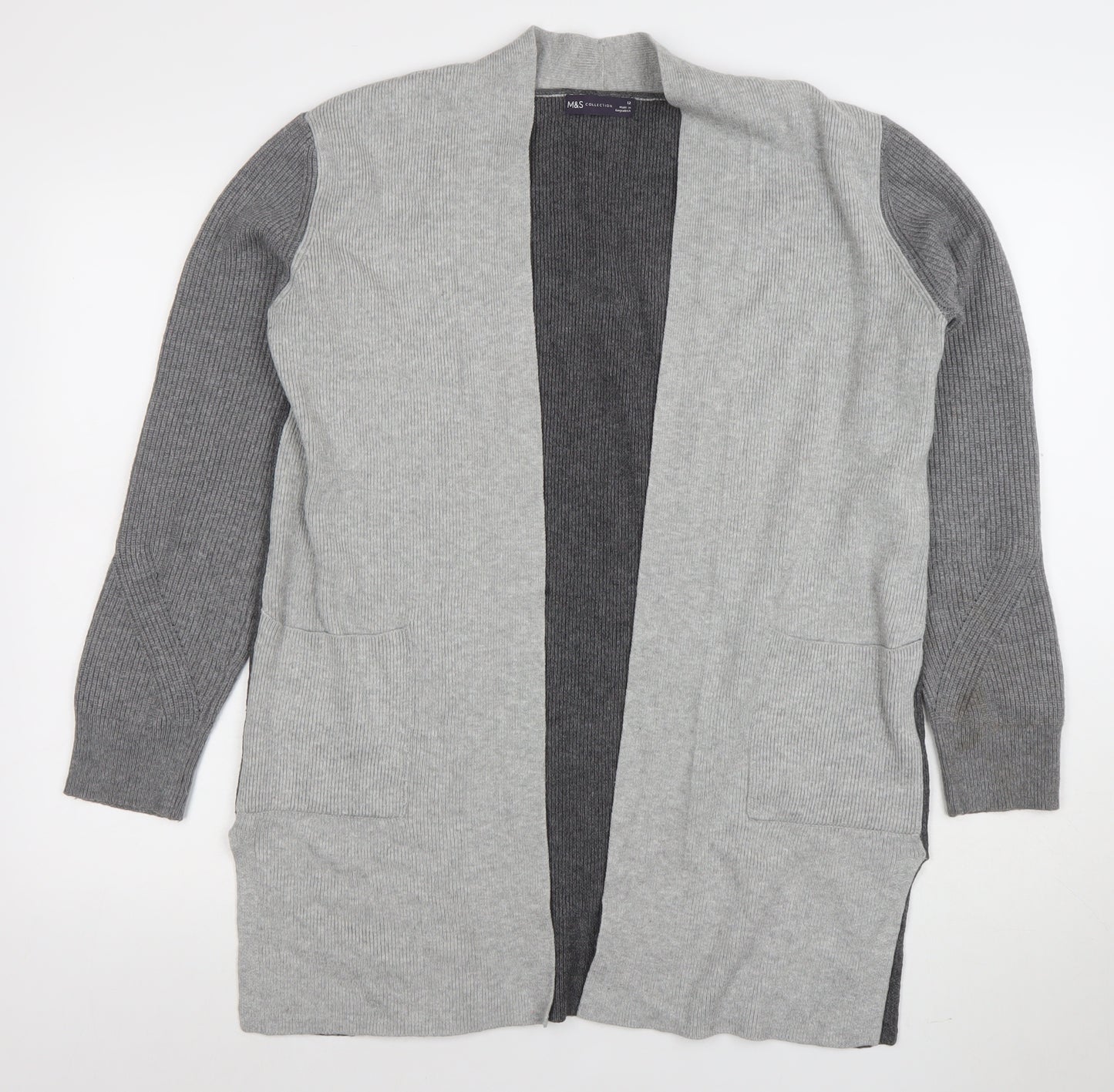 Marks and Spencer Women’s Grey Knit Long Sleeve Open Cardigan Size 12