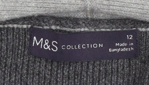 Marks and Spencer Women’s Grey Knit Long Sleeve Open Cardigan Size 12