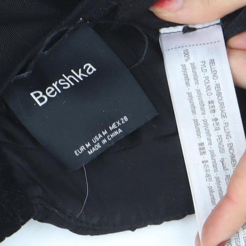 Bershka Women’s Black Velvet Camisole Top Zip Front Size 10