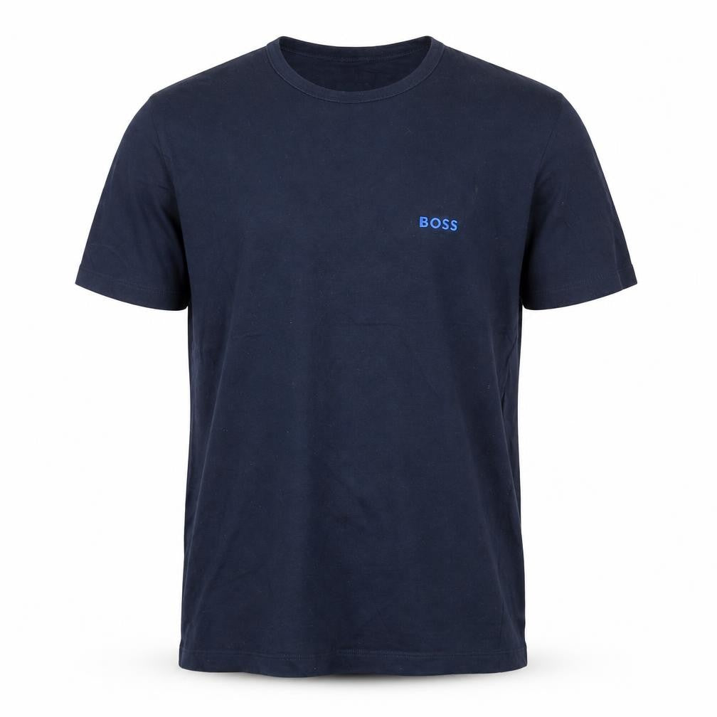 BOSS Men's Blue Small Crew Neck Cotton Logo T-Shirt