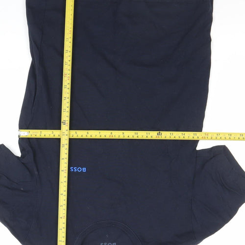 BOSS Men's Blue Small Crew Neck Cotton Logo T-Shirt