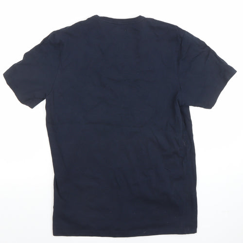 BOSS Men's Blue Small Crew Neck Cotton Logo T-Shirt