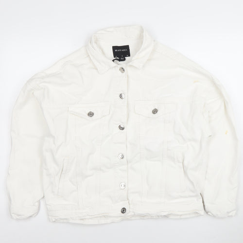 Brave Soul Women's White Cotton Twill Jacket Size 12 Casual Button Front