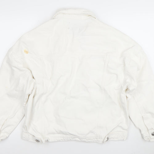 Brave Soul Women's White Cotton Twill Jacket Size 12 Casual Button Front