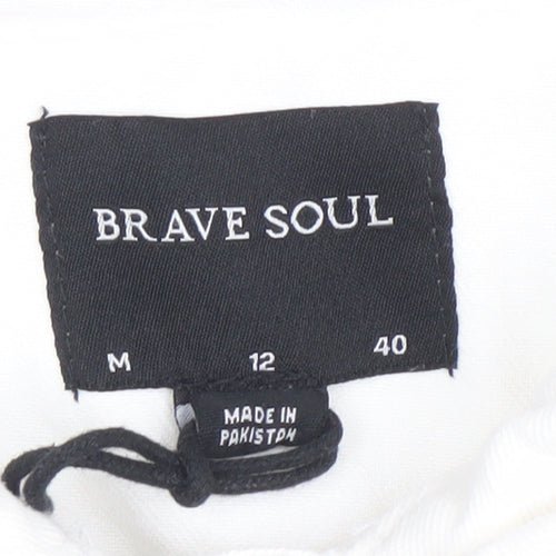 Brave Soul Women's White Cotton Twill Jacket Size 12 Casual Button Front