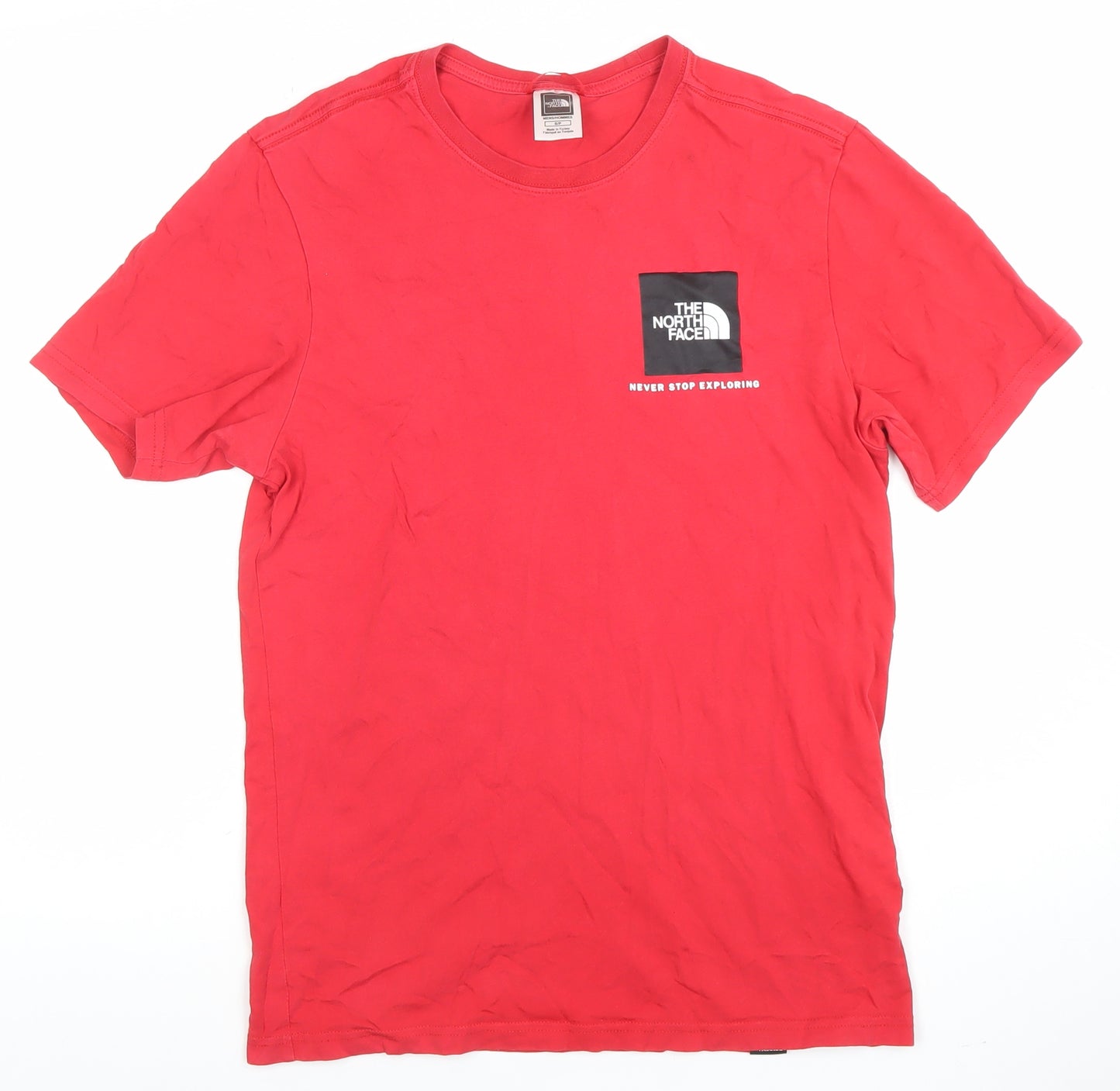 The North Face Men Red Cotton Crew Neck Short Sleeve T-Shirt Size S