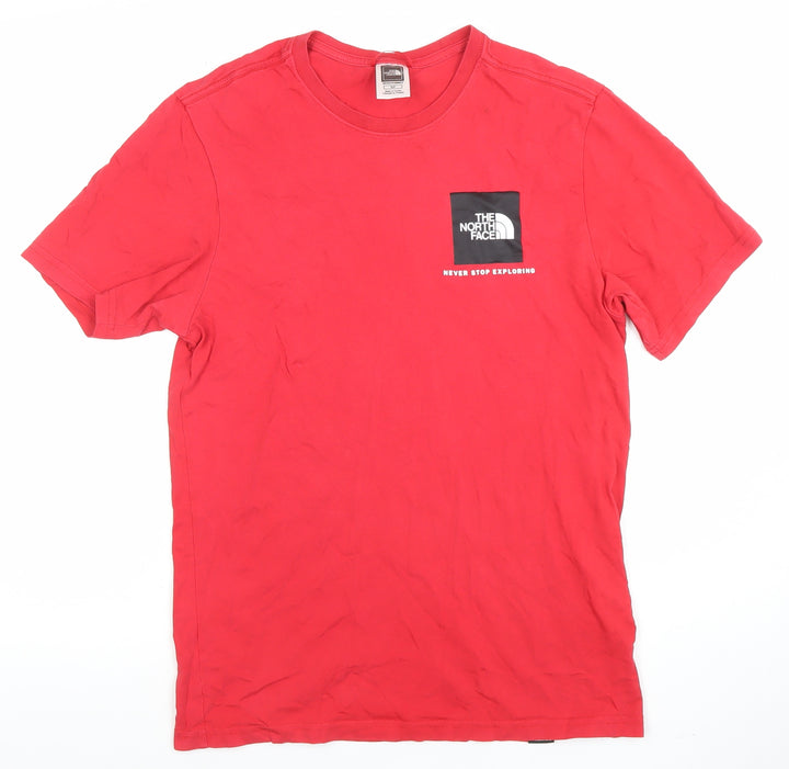 The North Face Men Red Cotton Crew Neck Short Sleeve T-Shirt Size S