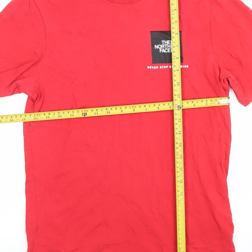 The North Face Men Red Cotton Crew Neck Short Sleeve T-Shirt Size S