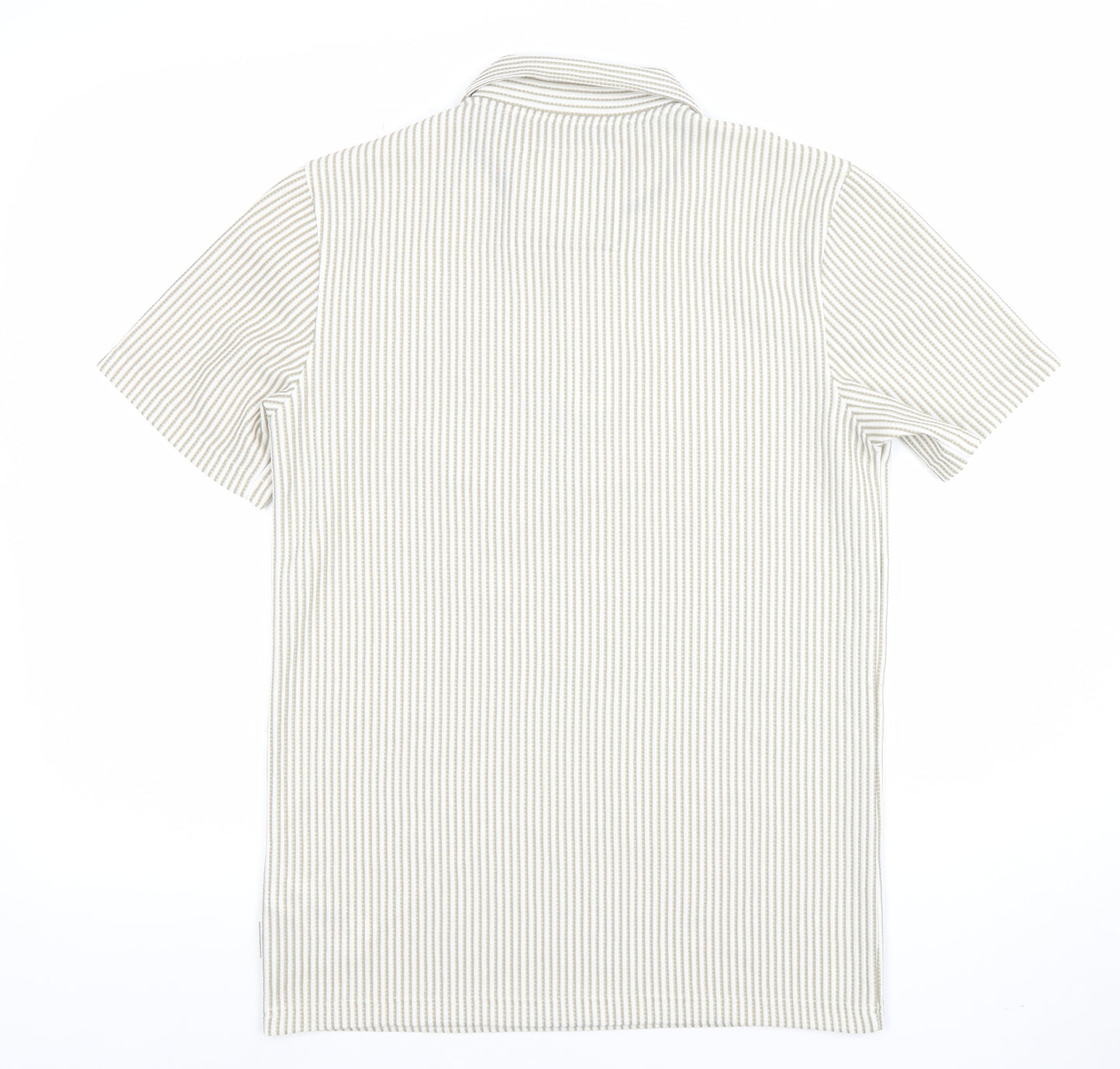 Ted Baker Men’s Beige Striped Cotton Polo Shirt L 1/4 Zip