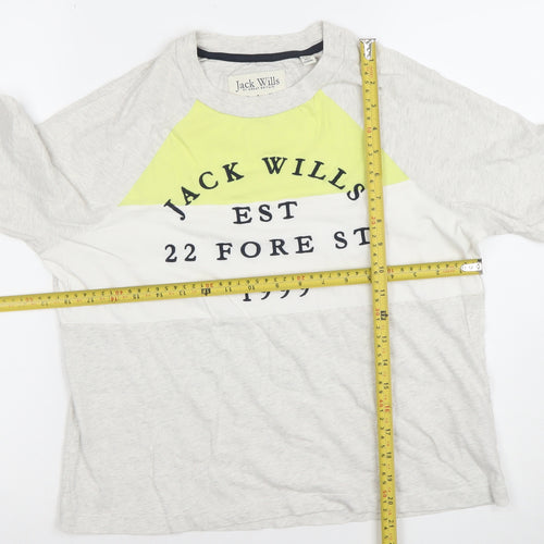 Jack Wills Womens Grey Colourblock Long Sleeve Cotton T-Shirt Size 10